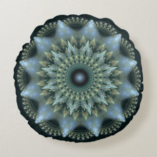 Almofada Redonda Ornamento fractal de estrela brilhante