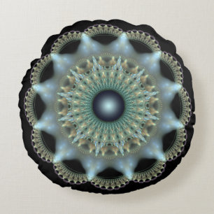 Almofada Redonda Ornamento fractal de estrela brilhante