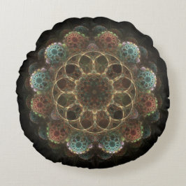 Almofada Redonda Ornamento fractal esotérico sagrado