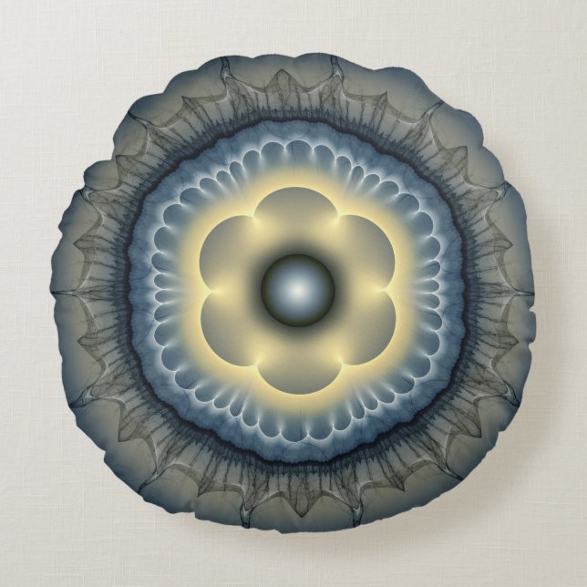 Almofada Redonda Ornamento místico brilhante (Frente)