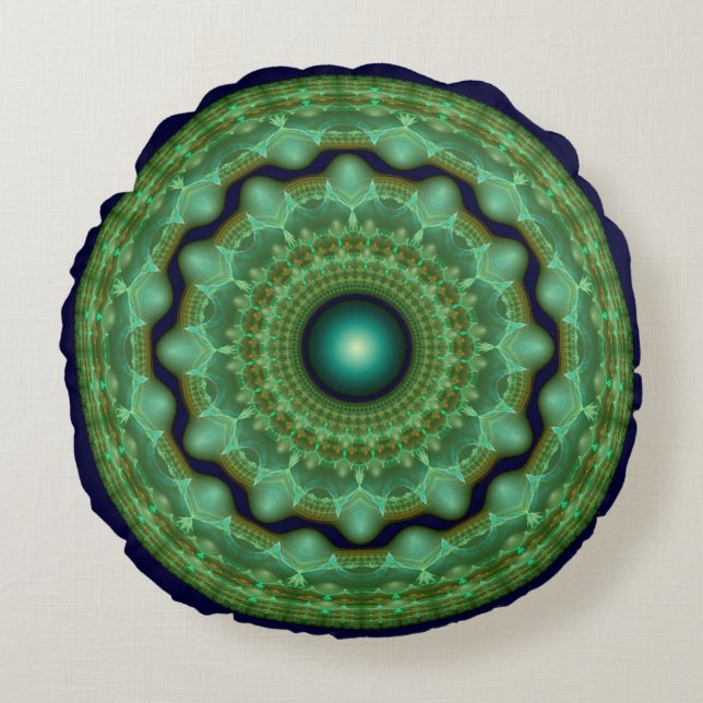 Almofada Redonda Ornamento redondo fractal de fada brilhante (Frente)