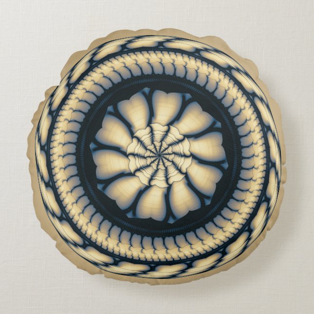 Almofada Redonda Ornamento redondo moderno em espiral (Frente)