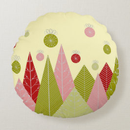 Almofada Redonda Ornamentos e Árvores Natal