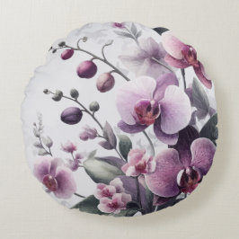 Almofada Redonda Orquídea Encantadora Sinfonia de Elegância