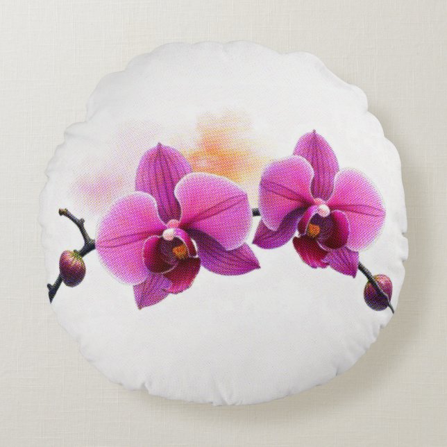 Almofada Redonda Orquídea Flor de Aurora (Frente)