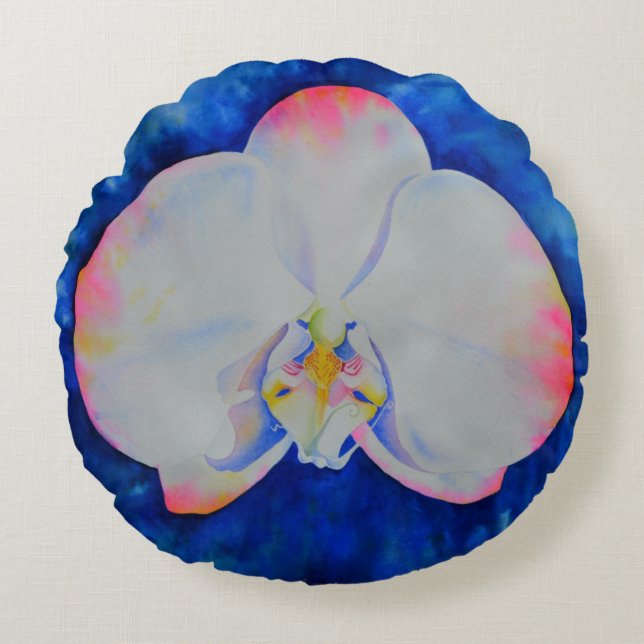 Almofada Redonda Orquídea Lâmpada Rosa (Frente)