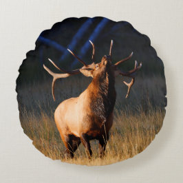 Almofada Redonda Os alces de Bull com dirigem para trás