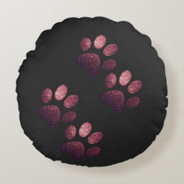 Almofada Redonda Os amigos do cão brilham vermelho escuro