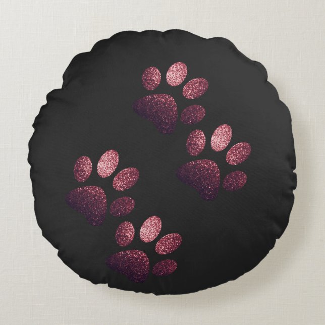 Almofada Redonda Os amigos do cão brilham vermelho escuro (Frente)