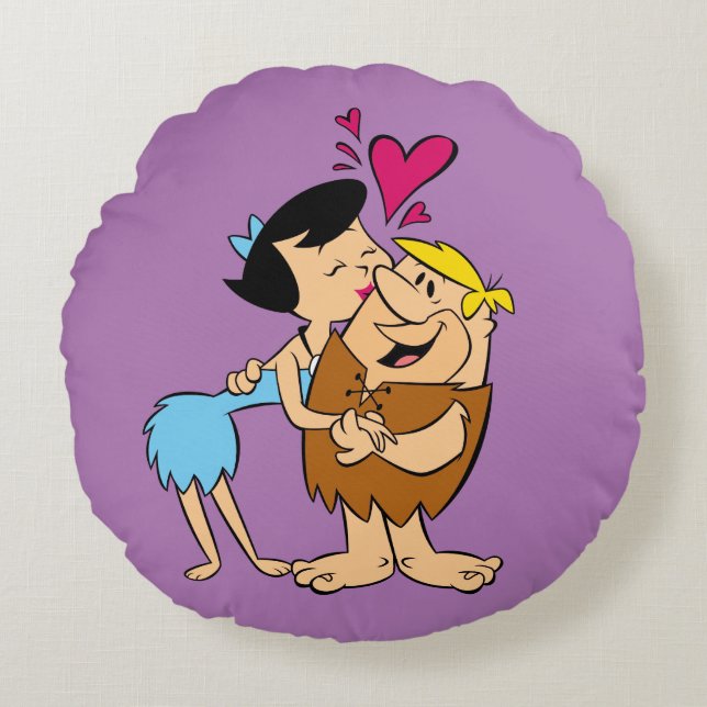 Almofada Redonda Os Flintstones | Betty Kissing Barney (Frente)