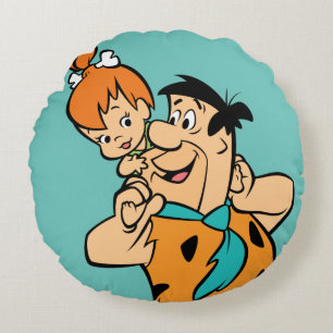 Almofada Redonda Os Flintstones   Fred & Pebbles Flintstone