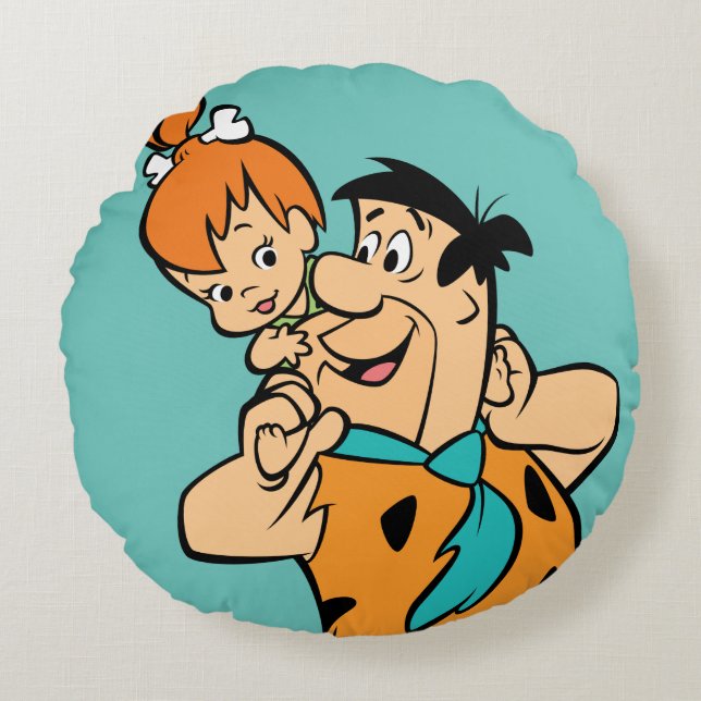 Almofada Redonda Os Flintstones | Fred & Pebbles Flintstone (Frente)