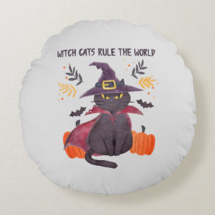 Almofada Redonda Os Gatos de Bruxas Governam O Mundo