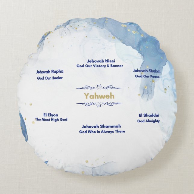 Almofada Redonda Os Nomes Do Travesseiro Redondo De Deus (Frente)