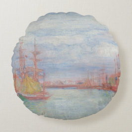 Almofada Redonda Ostend Harbor por James Ensor (1900)