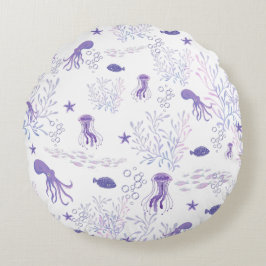 Almofada Redonda Otopus De Peixe-Vara-Vara-Vaca-Púrpura