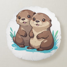 Otters Animal Cartoon Cute Elegante Minimalista