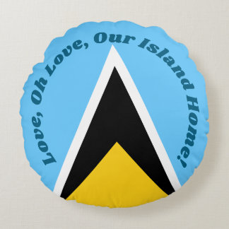 Almofada Redonda Our Island Home | Saint Lucia Flag Anthem Phrase