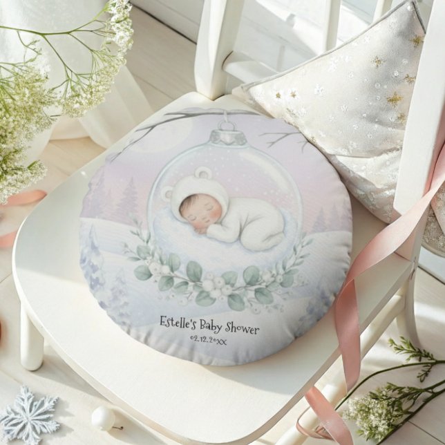 Almofada Redonda Our Little Snowbaby is on the way Cozy Comfort (Criador carregado)