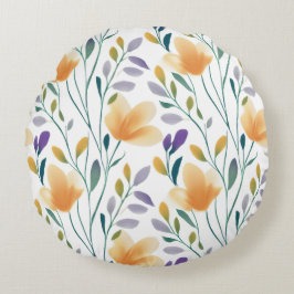 Almofada Redonda Ouro Bloom Botânico Travesseiro Redondo