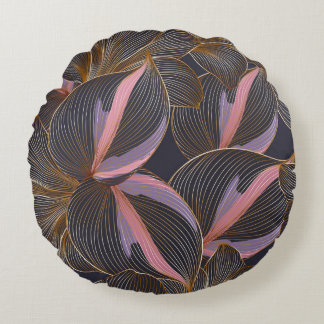 Almofada Redonda Ouro de luxo com fundo floral sem costura com trop
