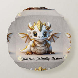 Almofada Redonda "Ouro Dragão Charm"