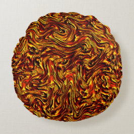 Almofada Redonda Ouro e textura vermelha vívida