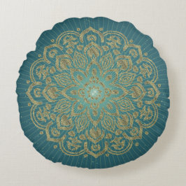 Almofada Redonda OURO MANDALA Rosette - Travesseiro