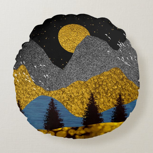 Almofada Redonda Ouro Noite Travesseiro decorativo