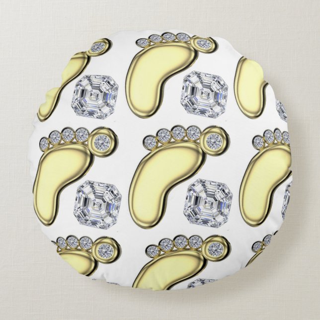 Almofada Redonda Ouro Pé Bebê (Frente)