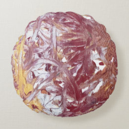 Almofada Redonda Ouro, Prata, Vermelho, Dourado Rosa, Obra de Arte