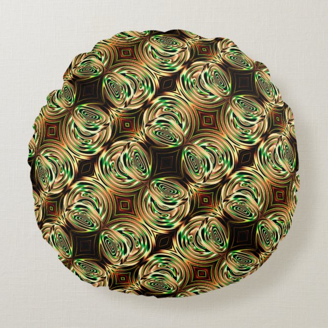 Almofada Redonda Ouro redondo e manípulo de metal verde ou de vidro (Frente)