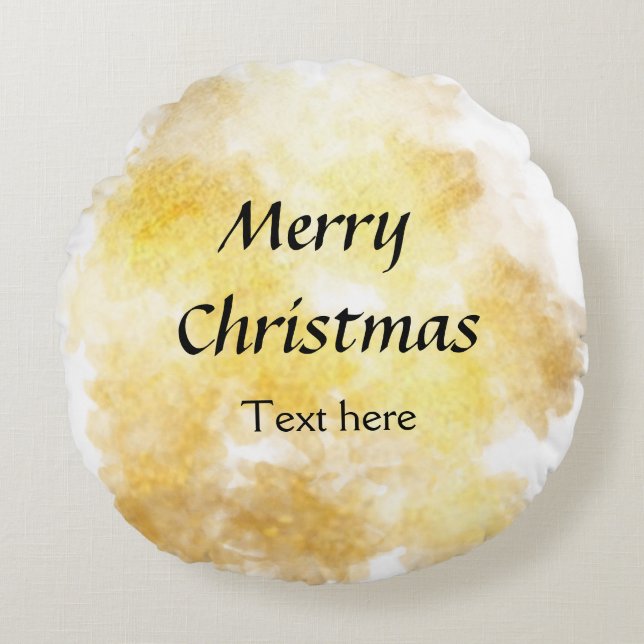 Almofada Redonda Ouro simples adicione seu texto personalizado de N (Frente)