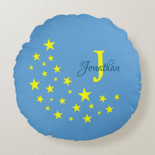 Almofada Redonda Ouro Starry Moon Picton Blue Custom Baby