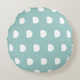 Almofada Redonda Ovos Azul Branco Pontos Polka