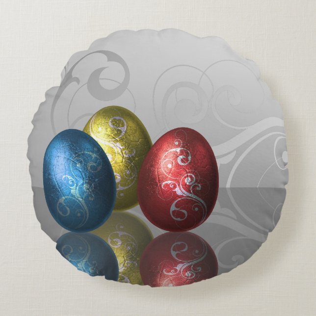 Almofada Redonda Ovos de Páscoa - Travesseiro redondo (Frente)