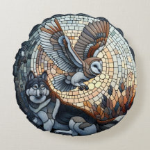 Owl e Wolf Mosaic Nature Ai Art