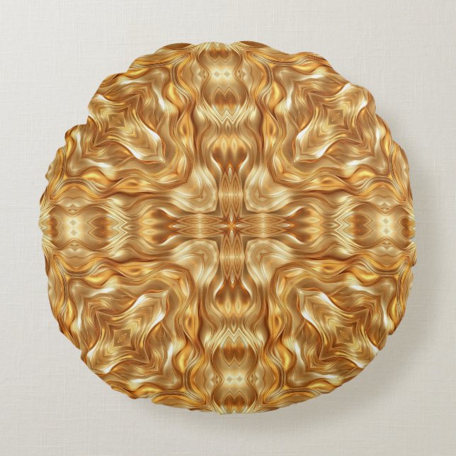Almofada Redonda Padrão abstrato dourado adorável (Frente)