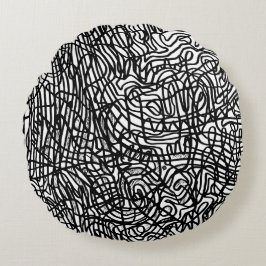 Almofada Redonda Padrão abstrato preto e branco