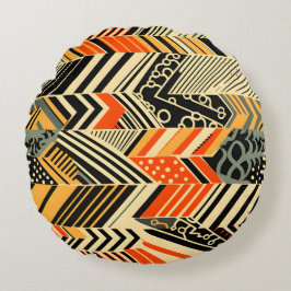 Almofada Redonda Padrão africano vibrante