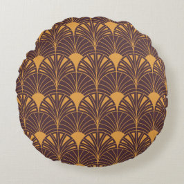 Almofada Redonda padrão Art Deco com motivos em forma de leque