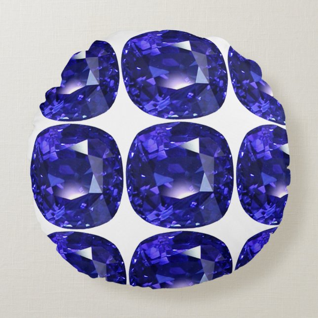 Almofada Redonda Padrão Azul (Frente)