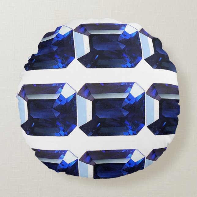 Almofada Redonda Padrão Azul (Frente)