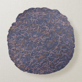 Almofada Redonda Padrão Azul de Arte de Thread Simples