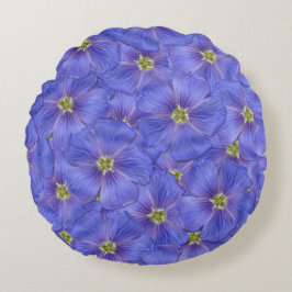 Almofada Redonda Padrão Azul de Linho Invisível
