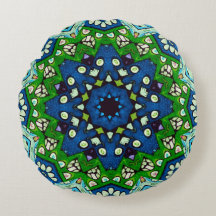 Padrão Azul Verde-Mosaico Mandala Retro