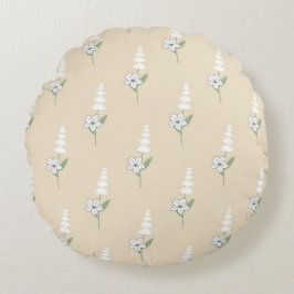 Almofada Redonda Padrão Botânico Boêmico Floral Beige