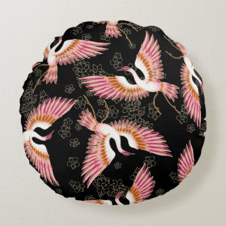 Almofada Redonda Padrão Chinono Japonês Tradicional