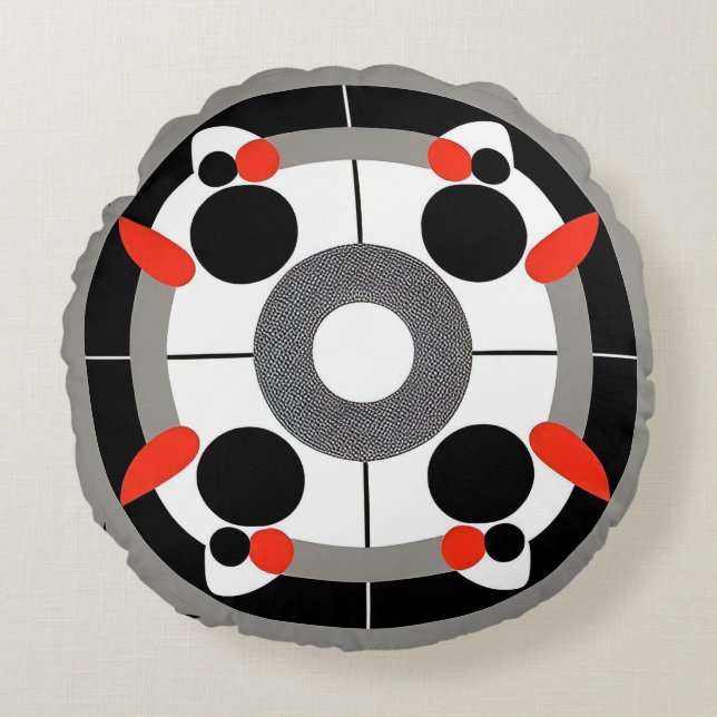 Almofada Redonda Padrão Circular Geométrico Abstrato (Frente)