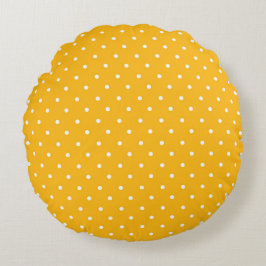 Almofada Redonda Padrão contínuo de bolinhas amarelo-laranja